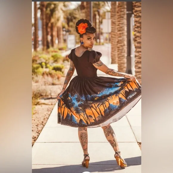 Rockin Bettie jungle print Tropical Sunset Dress - Picture 3 of 9